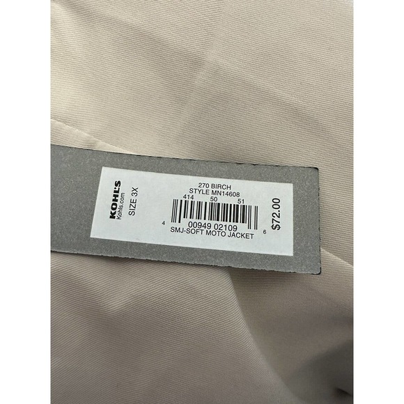 Apt. 9 Moto Jacket Birch Cream Gold Accents Lined Zip Lightweight Plus Size 3X - Picture 9 of 10